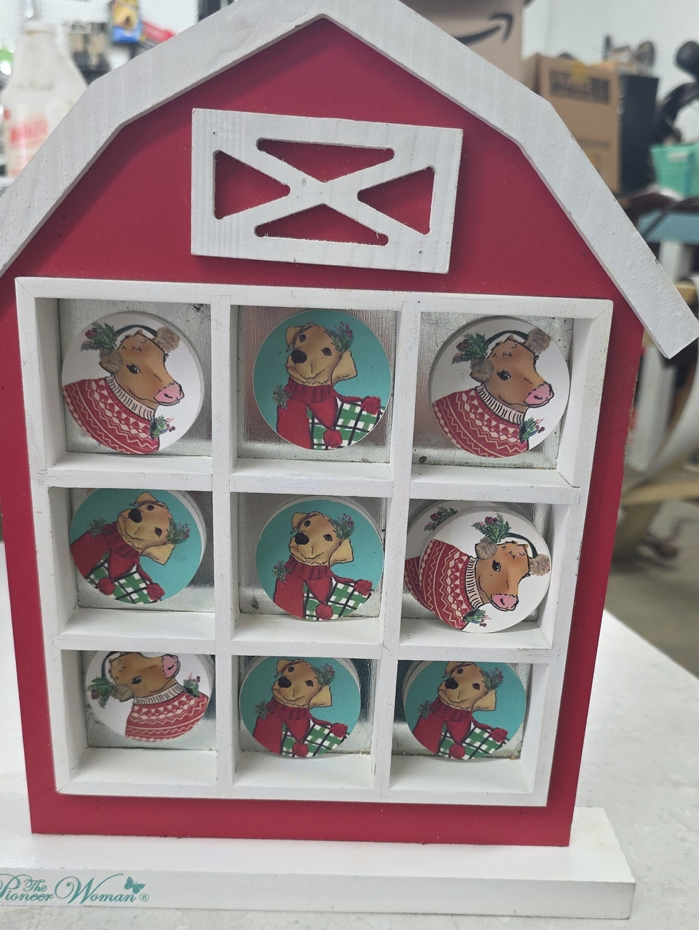 The Pioneer Woman Red and White Barn Window Accent. Tic Tac Toe Game.